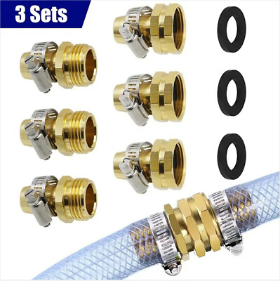 #ad #ad 3 4quot; 5 8quot; Garden Water Hose Connector Repair Mender Kit Ends Fittings Clamp $8.81