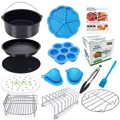 #ad 8 Inch XL Air Fryer Accessories 12 Pcs with Recipe Cookbook Compatible $52.60