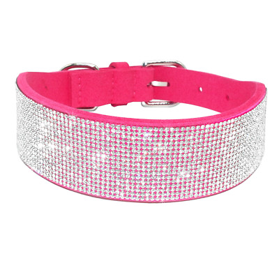 #ad Pink Rhinestone Dog Collar for Girls Soft Velvet Colored Material Free Shipping $13.99