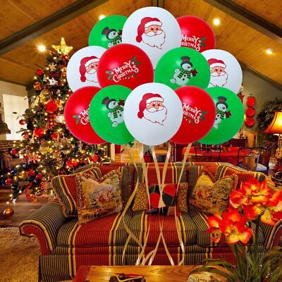 #ad Latex Christmas Balloons Santa Claus Elk Xmas Tree Christmas Party Decorations $8.99