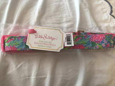 #ad NWT Authentic Lilly Pulitzer Dog Collar Medium Large Bunny Business $39.00