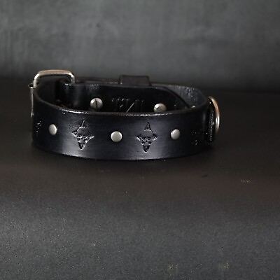 #ad #ad Skull Leather Dog Collar. 1.5” inch. Studded. BLACK $45.00