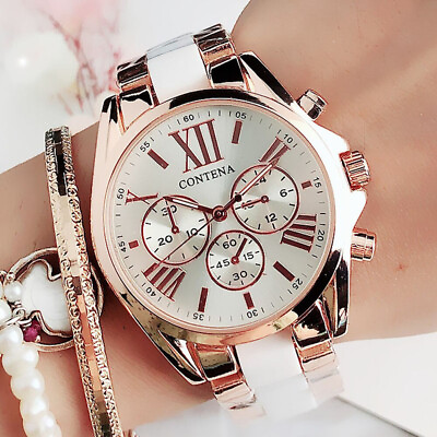 #ad Luxury Watch Women#x27;s Stainless Steel Ceramic Wristwatches Ladies Dress Quartz $22.97