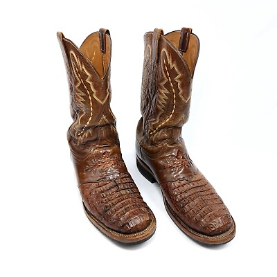 #ad Lucchese 2000 Exotic Alligator Caiman Western Leather Cowboy Boots 9.5 2E $184.95