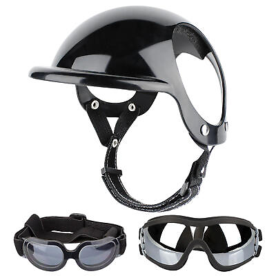 Pet Dog Helmet and Dog Goggles Set Padded Pet Motorcycle Helmet Sunglasses Cap $21.98
