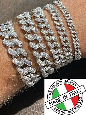 #ad Real Miami Cuban Link Bracelet Iced CZ Solid 925 Sterling Silver $349.19