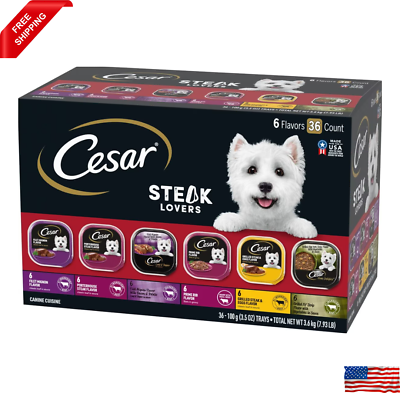 #ad CESAR Steak Lovers Wet Dog Food Toppers Variety Pack 36 Pack 3.5 oz. Trays $39.50