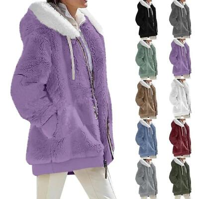 #ad Women#x27;s Fur Fluffy Hooded Jacket Parka Coat Fleece Winter Warm Overcoat Outwear# $17.99