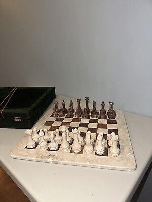 #ad High Quality Marble chess set board and figures 16x16 inch board $99.00