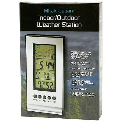 #ad Mitaki Japan Indoor Weather Station Clock Alarm with Snooze Calendar $10.95