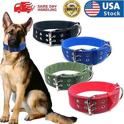 #ad Tactical Heavy Duty Nylon Large Dog Collar 2quot; Wide K9 Military with Metal Buckle $10.97