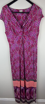 #ad Chico#x27;s Dress Stretchy Sleeveless Maxi Long Size 2 14 16 Multicolor $29.96