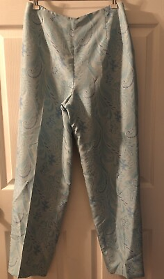 #ad Ann Taylor LOFT Gorgeous Summer Silk Lined Slacks Pants Blue Paisley Sz 8 $22.99