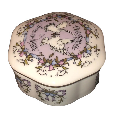 #ad Franklin Mint Songs of Love Ceramic Music Box Kate Jones Our love here Stay $25.20