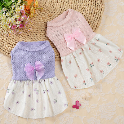 Bow Sweater Dress Cat Clothing Pet Princess Dress Small Dogs Clothes Costume ♪ $5.46