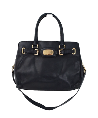 #ad Michael Kors Hamilton Black Pebble Leather EW Satchel Tote Shoulder Bag READ $37.95