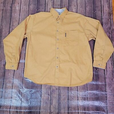 #ad Columbia Mens Shirt Mustard XL Solid Button Down Long Sleeve $11.99