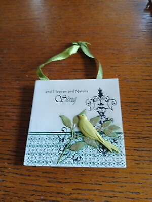 #ad NNT Samaco and Heaven and Nature Sing Square Bird Leaf Ornament; 6quot; x 3quot;; Hanger $10.00