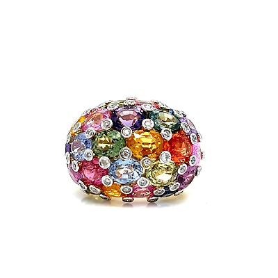 #ad Multicolor Sapphires Ring 12.30 cts and Diamonds 0.40 cts 18Kt Yellow Gold $1800.00