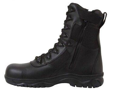 #ad Men#x27;s 8 Inch Forced Entry Tactical Boot Side Zipper amp; Composite Toe Black Boots $54.87