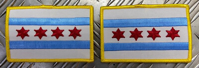 #ad Genuine US Chicago City Flag Sew on American patch 4 star 2 bar x 2 NEW GBP 3.99