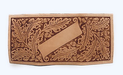 #ad 🌟Mens Hand Tooled Tri Fold Western Floral Wallet Top Grain Natural Tan Leather $19.77