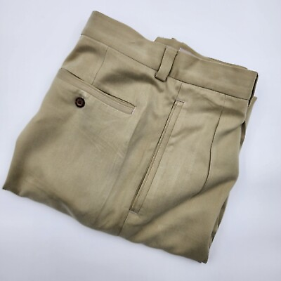 #ad Tommy Bahama Chino Pleated Front Pants Size 34x34 Silk Tan Men’s $25.53
