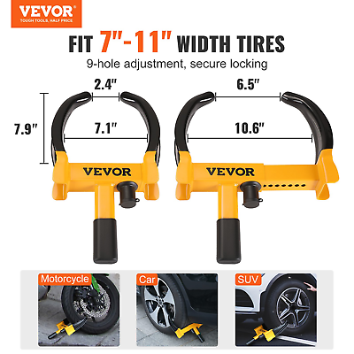 #ad VEVOR Wheel Lock 2 Packs Universal Wheel Clamp Lock Adjustable Anti Theft Trai $57.34