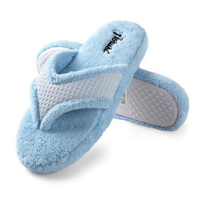 #ad Aerusi Women Fashion Warm Cozy Indoor Bedroom Slippers Open Toe Thong Flip Flops $13.45