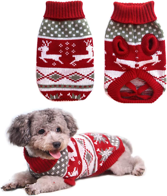 #ad Dog Christmas Sweaters Pet Winter Knitwear Xmas Clothes Classic Warm Coats Reind $17.34