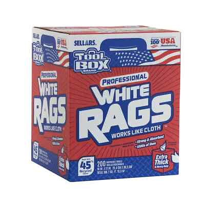 #ad Toolbox Brand Professional White Rags A Box of Cleaning White Rags 200 Count NEW $11.10