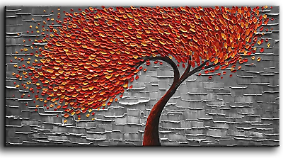 #ad Modern Abstract Painting Red Tree 3D Oil Painting Hand Painted on Canvas Abstrac $79.99