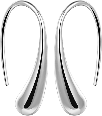 #ad Women Fashion Teardrop Back EarringsSmall Sterling Sliver Plated Classic Dangle $14.36