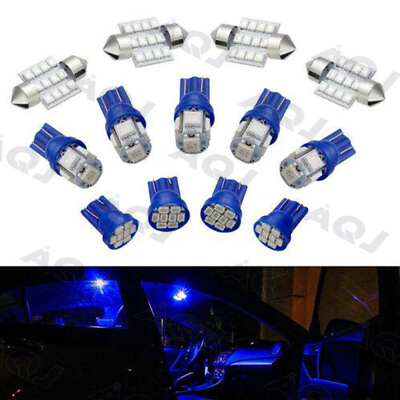 #ad 13Pcs LED Lights Interior Package Kit Ice Blue Dome Map License Plate Lamp Bulbs $12.79