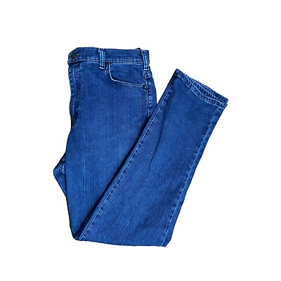 #ad Lee Jeans Straight Leg Womens Size 12 long Blue Hi Rise Stretch $10.39