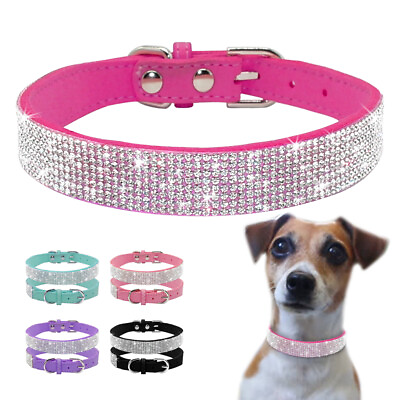 #ad Crystal Rhinestone Dog Collar Small Fancy Bling Cat Kitten Necklace Pink Blue $9.99