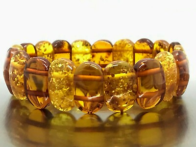 #ad Baltic Amber Bracelet Gift Natural AMBER Stone Glossy Cognac Jewelry 14g 14981 $84.48