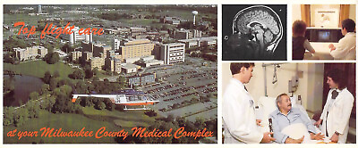 #ad WI Milwaukee County Medical Complex TOP FLIGHT Helicopter Hospital BIG postcard $9.99