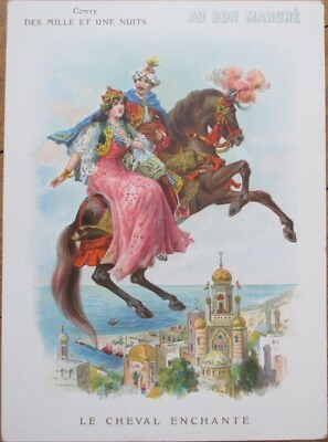 #ad Au Bon Marche Paris 1890 Giant Trade Card Le Cheval Enchante Arabian Horse 4 $9.99