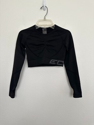 #ad Echt Women#x27;s Arise Scrunch Long Sleeve Cropped Workout Top Black Size XS $18.88