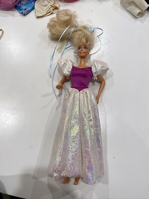 #ad Vtg Barbie Doll 1966 Twist N Turn Body Malaysia Mattel Purple Dress $49.99