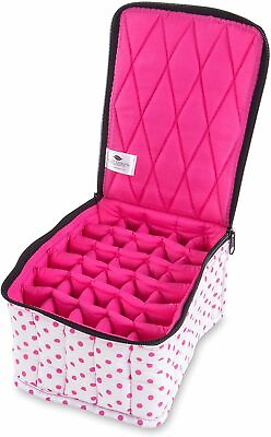 #ad Essential Oil Soft Carry Case Holds 30 Essential Oil Bottles Pink Polka Dots $9.99