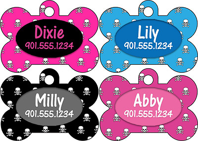 #ad Custom Skull Pet Id Dog Tag Personalized w Your Pet#x27;s Name amp; Number $12.97