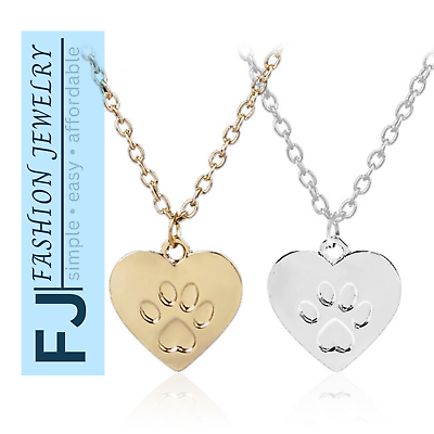 #ad Ladies Keepsake Jewelry Gift Beautiful Embossed Pet Paw Print Pendant Necklace $5.91