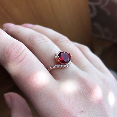 #ad Red Acrylic Crystal Stones Ring Women Fashion Jewelry Cubic Zirconia Ring 1pcs $11.47