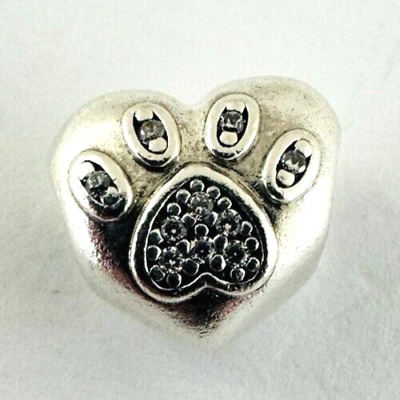 #ad Authentic Pandora Sterling Silver Paw Print I Love My Pet Charm 791713CZ ALE $26.99