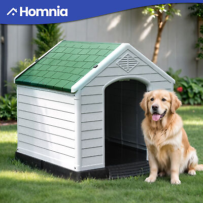 #ad 41quot; Dog House Large Plastic Outdoor Indoor Durable Cage Air Vent Elevated Floor $107.10