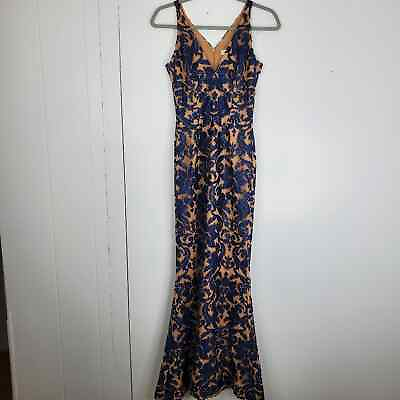 #ad Dress The Population Karen Maxi Dress Sequin Lace Paisley Blue V Neck Womens XS $90.00
