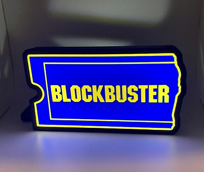 #ad Light Up Blockbuster Video Decoration 3d Printed Sign Extra Large XL 9” Wide $34.99