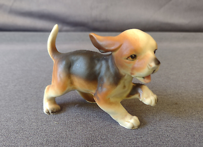 #ad Vintage Ceramic Playful Puppy Tan White Figure 4quot; x 4quot; $18.95